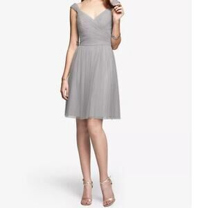 Gather & Gown Knee Length Sz 14 Bridesmaid Fairy Dress Light Gray Tulle Prom Wed